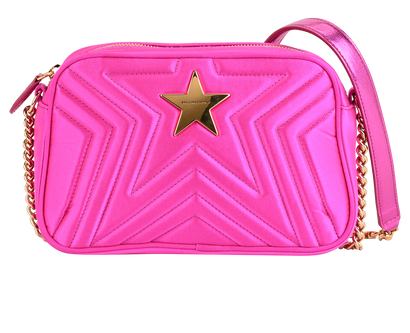 Star Quilted Crossbody, &pound;250, Handbags, Pink, Satin, Front view